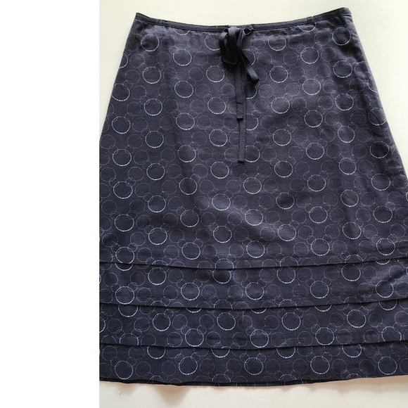 Ann Taylor Dresses & Skirts - Ann Taylor Skirt Women's Size 2 Tiered Black Circle Print Drawstring Casual